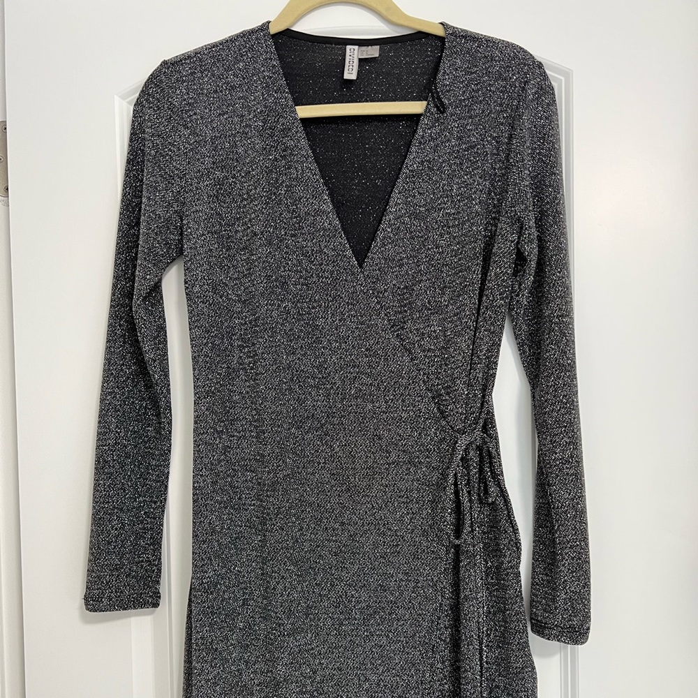 H&M silver sparkly wrap dress